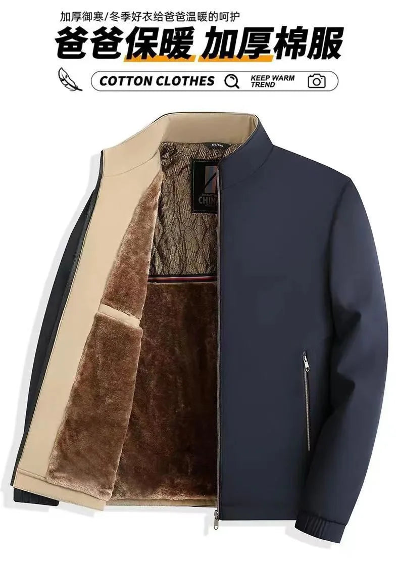 Winter New Fashionable Solid Color Plus Velvet Thick Warm Windproof Jacket for Men's Casual Loose Sports Large Size Jacket L-4XL
