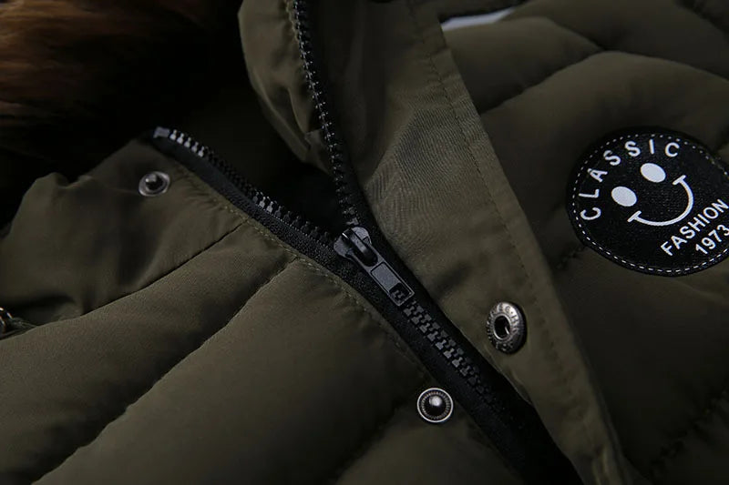 Autumn Winter Boys Jacket New Keep Warm Baby Coat Hooded Zipper Fashion Fur Collar Boys Outerwear 2 3 4 5 6 Years Kids Clothes