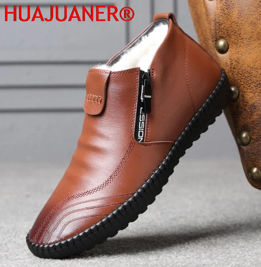 2025 Natural Wool Winter Shoes Men Genuine Leather Warmest Snow Boots Army Homme Walking Botas Hombre Platform Boots