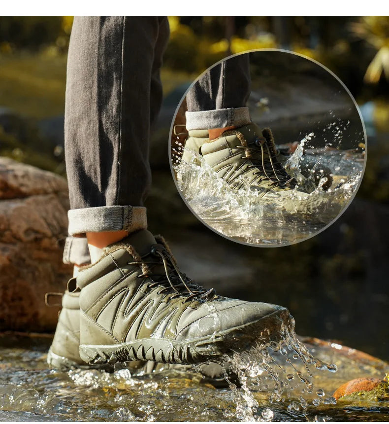 New Outdoor Sports Cotton Shoes With Plush Insulation Boots, Wear-Resistant And Non Slip Snow Boots, Winter Thick Couple Shoes