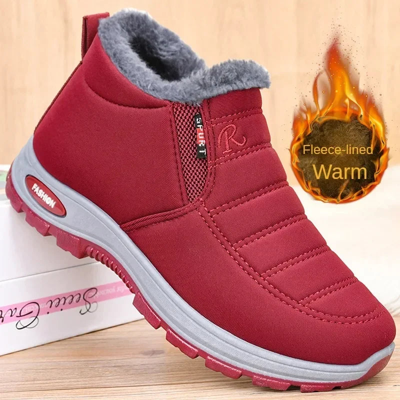 Winter 2025 new men's and women's cotton shoes with thick velvet and warm snow boots windproof couple's short boots anti slip