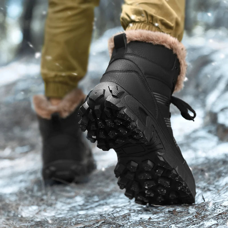 Men's Winter Boots 2025 Warm Waterproof Non-Slip Plush Sneakers Shoes Male Winter Tenis Boots Comfortable Slip-On Plush Lined