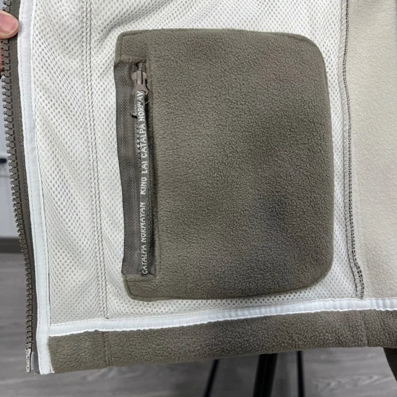 Winter Wool Jacket Men's Mountaineering Double-layer Thick Pocket Jacket Outdoor High Neck Windproof Skiing Sweatshirt Jacket Me