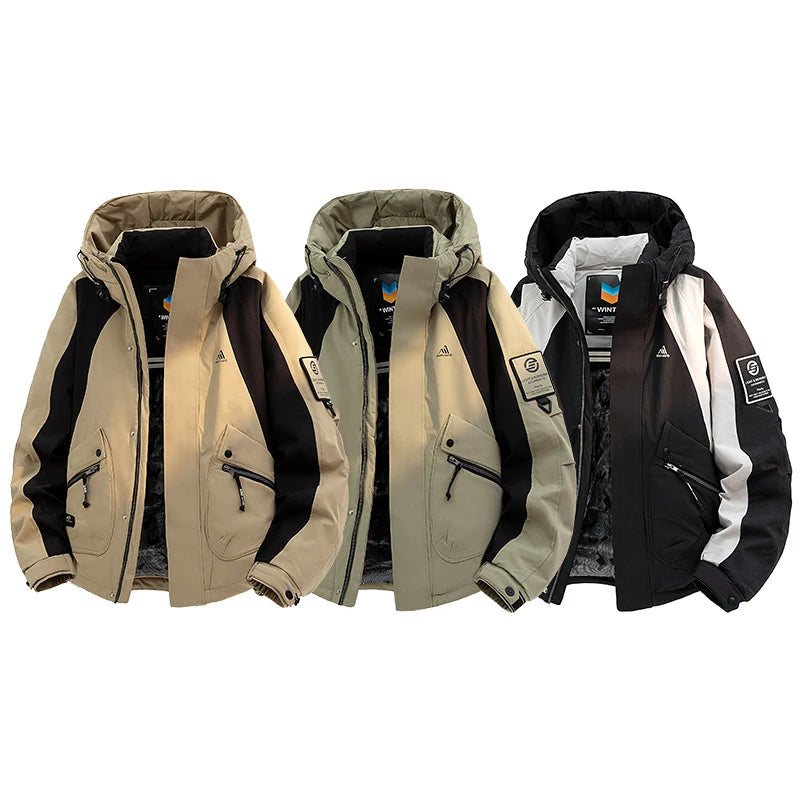 Winter Down Jacket - Outdoor Spliced Parka Outerwear