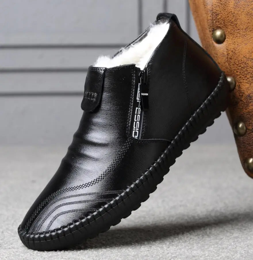 2025 Natural Wool Winter Shoes Men Genuine Leather Warmest Snow Boots Army Homme Walking Botas Hombre Platform Boots