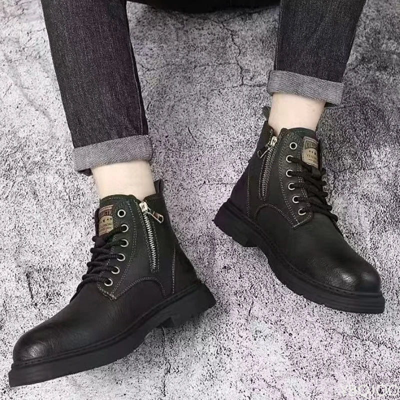 Fashionable versatile spring autumn new high top men's shoes casual comfortable men's shoes trendy retro simple warm short boots