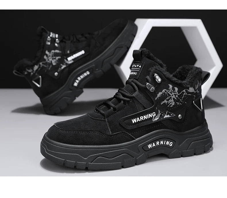 Men's boots winter new warm and velvet cotton boots non-slip comfortable casual boots fashion youth Joker outdoor high-top boots