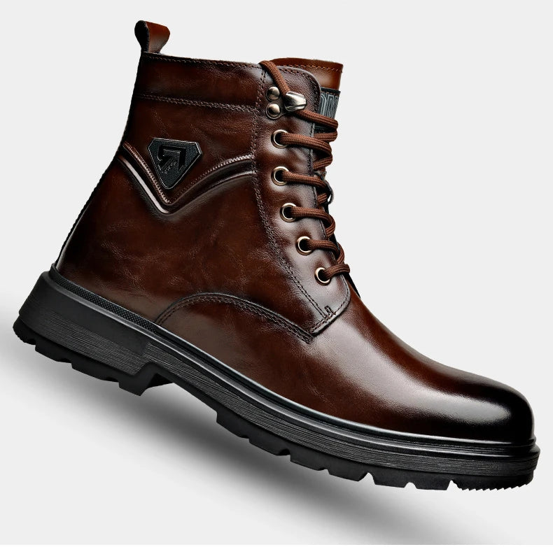 Autumn Winter Side Zipper Genuine Leather Boots for Men Fashion Casual Warm Cotton Work Shoes Man New Designer Ankle Boots Male