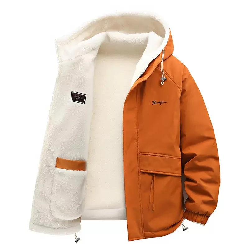 Winter Fashion Trend With Thick Fleece and Warm Hooded Jacket For Men's Casual Loose Sports Plus Large Size High-Quality Jacket
