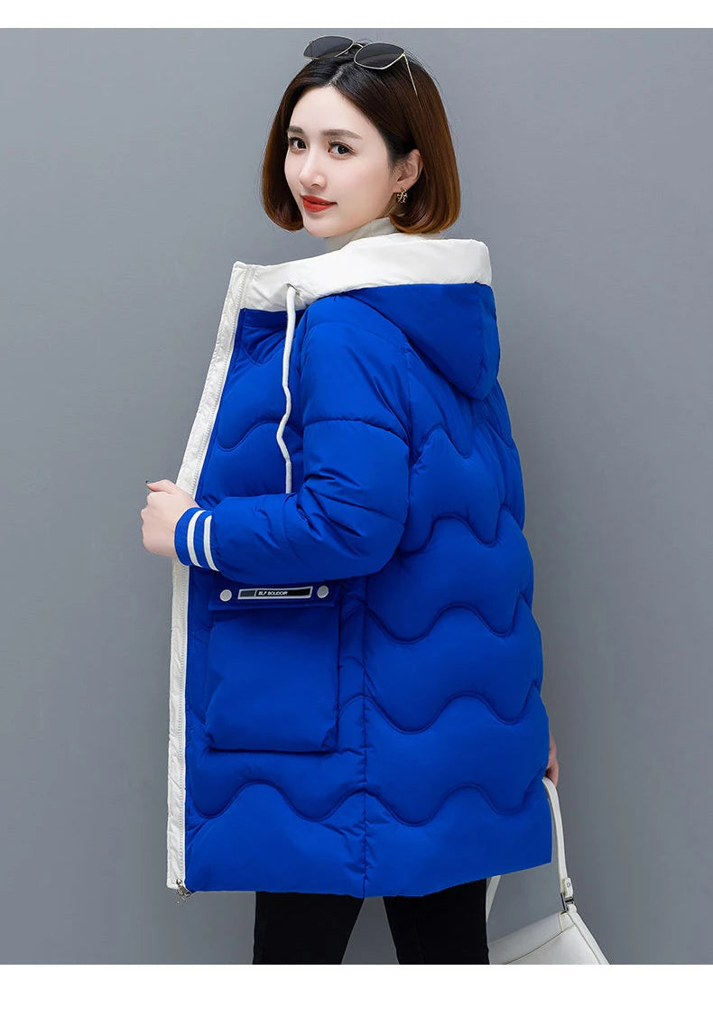 Long Winter Jacket Women Down Cotton Coats 2024 New Cotton Padded Puffer Parka Coat Women Hooded Outwear Thicken Warm Jacket 4XL