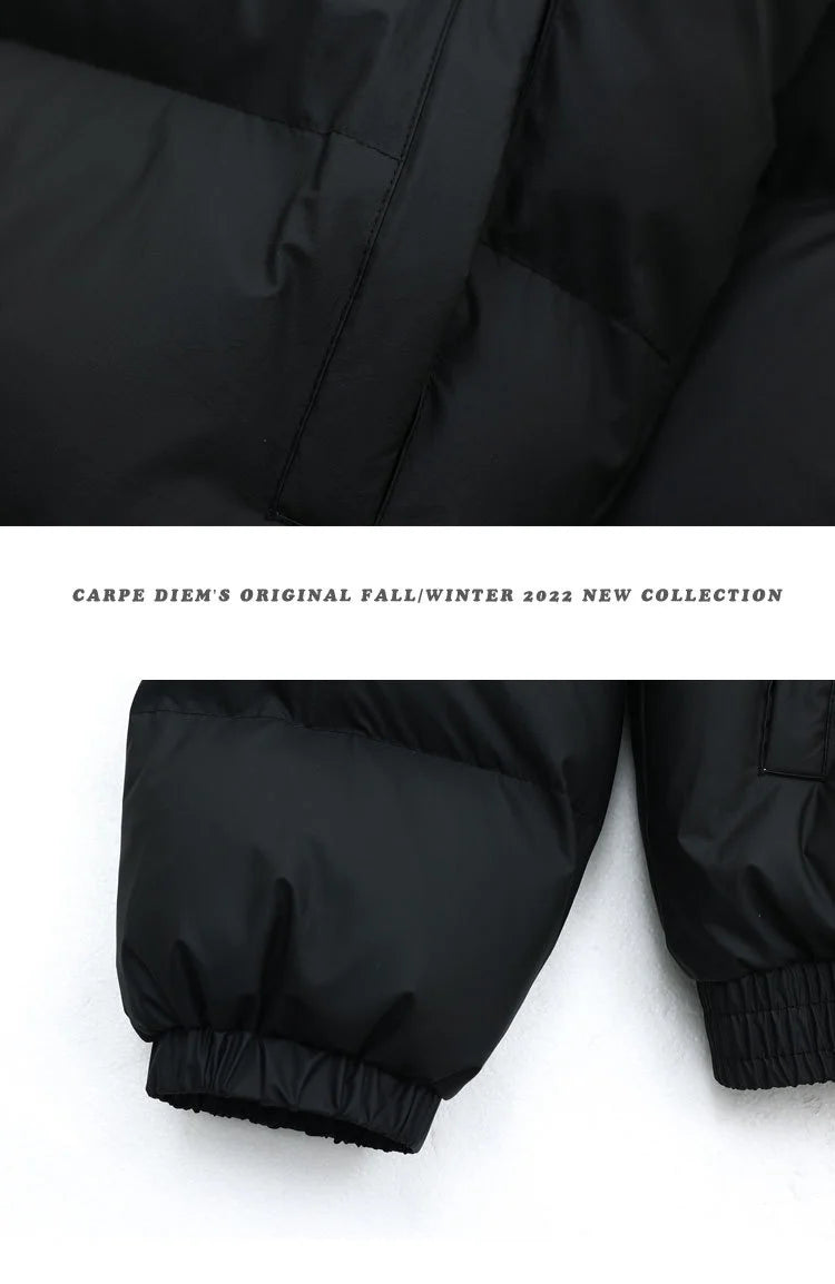 Winter Jacket Men Women Loose Thick Warm Bomber Cotton Hooded Coat Detachable Fur Collar Embroidered Design Outdoor Windproof