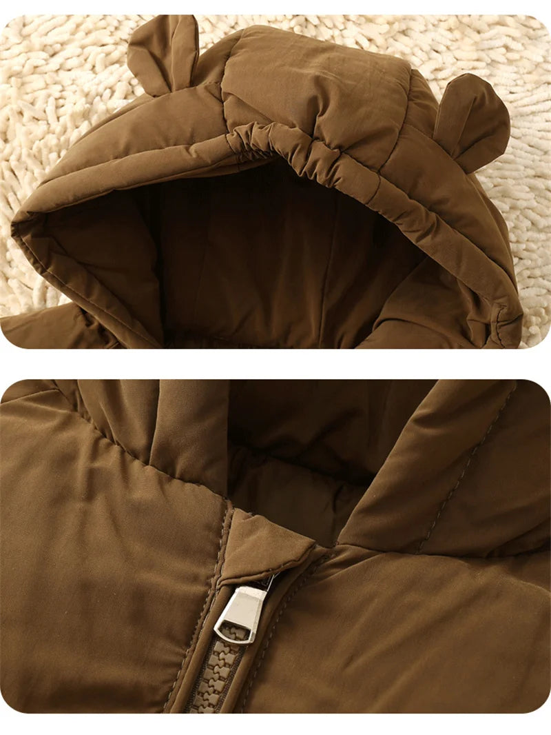 Kids Winter Down Jacket New Snow Wear Coats Thicken Warm Girls Boys' Cotton Clothes Chidlren Hooded Parkas 1-6 Years