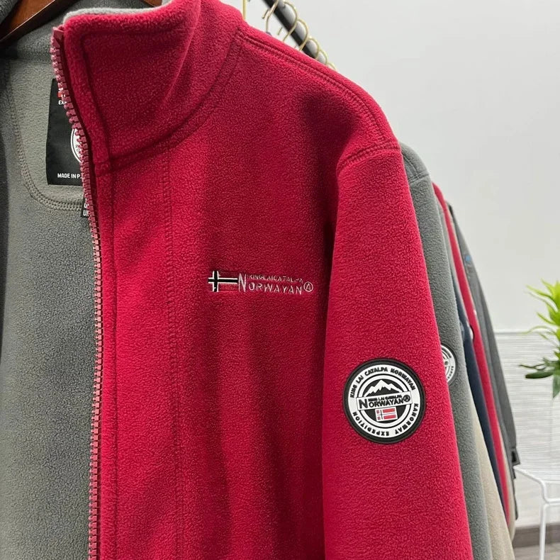 Winter Wool Jacket Men's Mountaineering Double-layer Thick Pocket Jacket Outdoor High Neck Windproof Skiing Sweatshirt Jacket Me