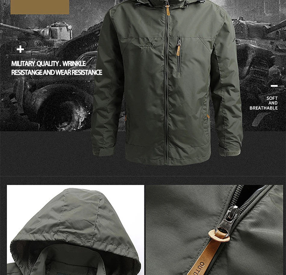 2024 Winter Jacket Fashion Coat Hoodies Camping Hiking Jacket Men's Casual Waterproof Jacket Windbreaker Men Outerwear