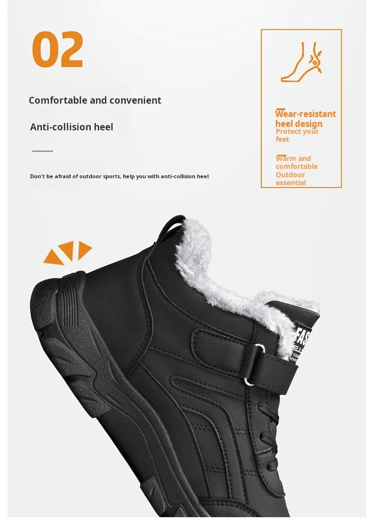 Winter Boots for Men New Waterproof PU Leather Warm Snow Ankle Boots Outdoor Warm Plush Non-slip Work High-top Casual Shoes