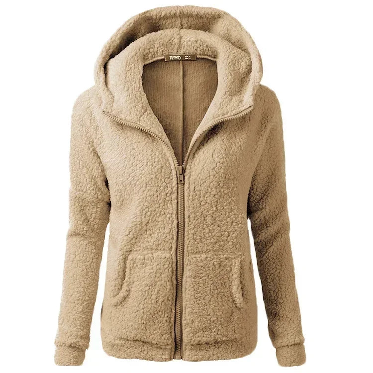 Autumn Winter Warm Jacket Women Hoodie Hooded 2025 Casual Female Hoodies Sweatershirt Zipper Coat Solid Soft Fleece Women Coat