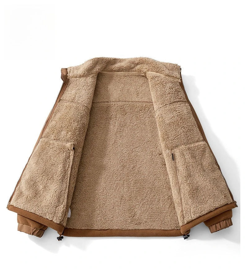 Winter Polar Fleece Jacket Men Warm Thicken Fleece Clothing Coats Men Outdoor Windproof Stand Collar Full Zipper Hiking Jacket