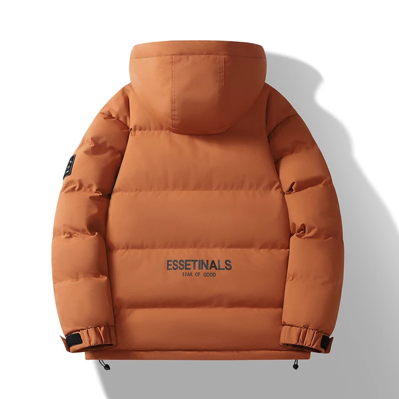 Fashion Trend with Hood Parkas for Men Quality Comfortable Thicken Warm Outerwear Solid Color Windproof Male Clothes Winter New