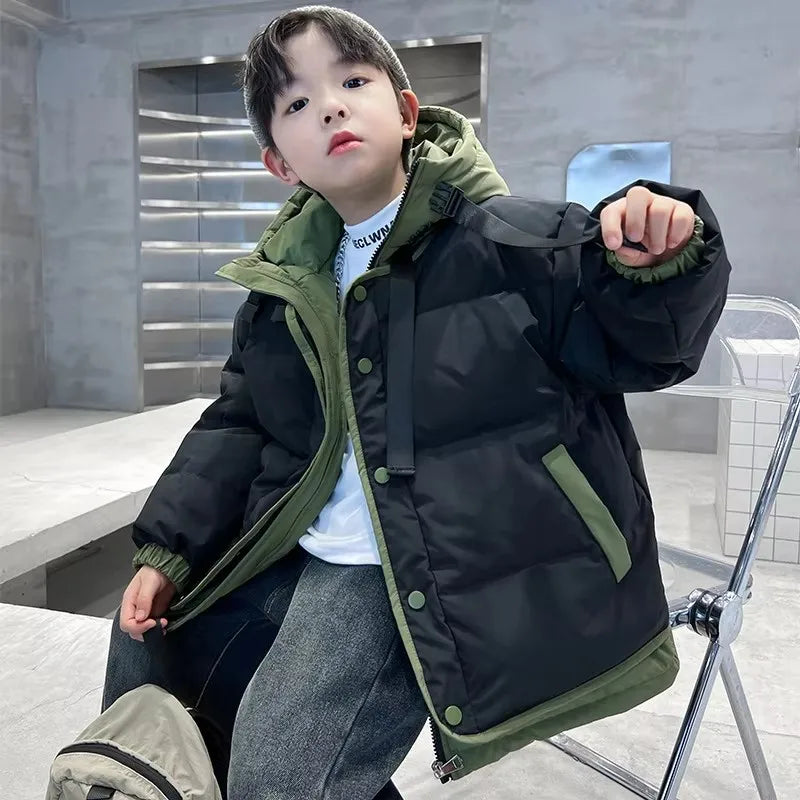 Winter Boys Coat Children Thickened Down Jacket  New 2025 Kids Hooded Casual Cotton Clothing Autumn Warm Fashion Snowears