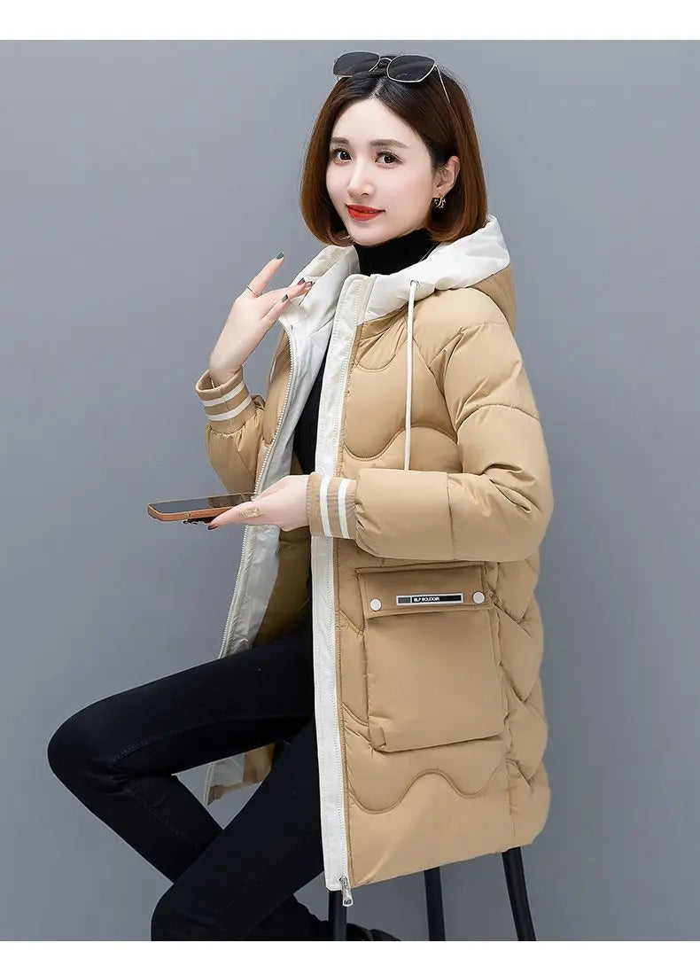 Long Winter Jacket Women Down Cotton Coats 2024 New Cotton Padded Puffer Parka Coat Women Hooded Outwear Thicken Warm Jacket 4XL