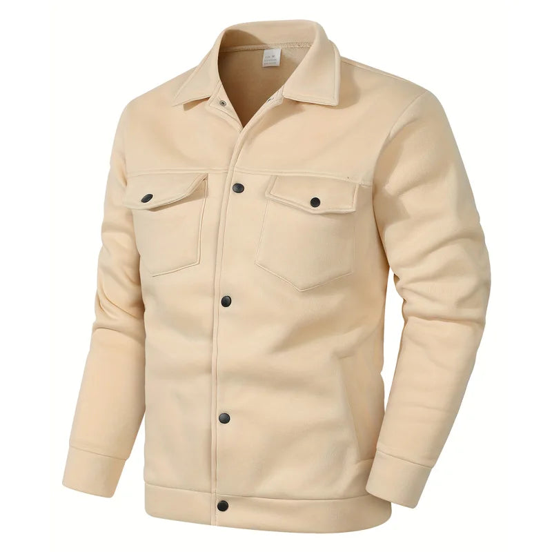 Men's winter fleece jacket - multi pocket, soft and warm casual outerwear, suitable for daily/outdoor/business leisure occasions