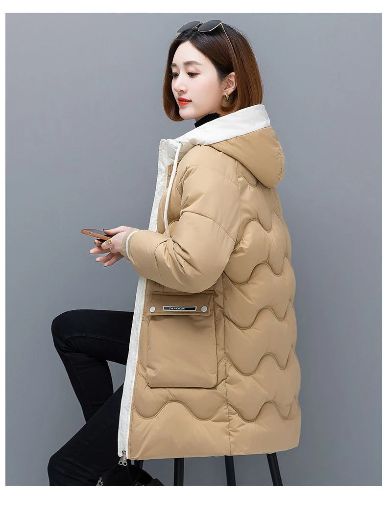 Long Winter Jacket Women Down Cotton Coats 2024 New Cotton Padded Puffer Parka Coat Women Hooded Outwear Thicken Warm Jacket 4XL