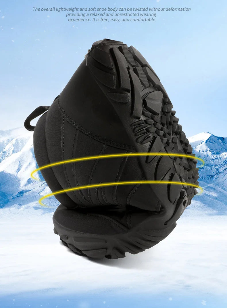 New Outdoor Sports Cotton Shoes With Plush Insulation Boots, Wear-Resistant And Non Slip Snow Boots, Winter Thick Couple Shoes