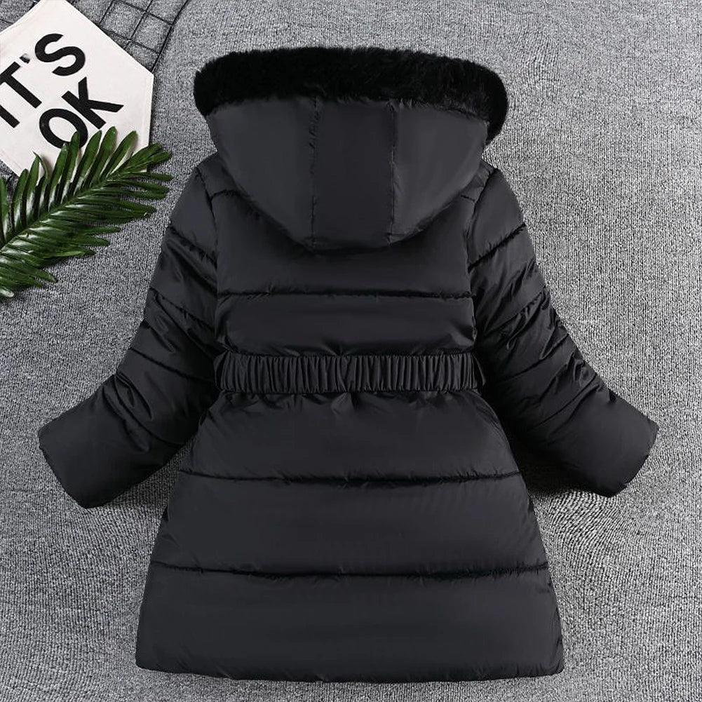 Girls' Winter Jacket with Hood,Children's Winter Coat,Warm Quilted Jacket,Kids Down Cottob Jacket,Outdoor Windproof Puffer Coat