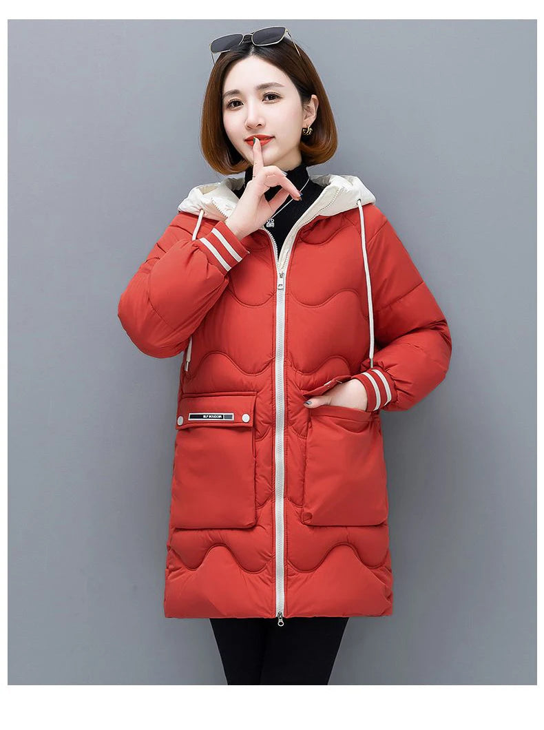 Long Winter Jacket Women Down Cotton Coats 2024 New Cotton Padded Puffer Parka Coat Women Hooded Outwear Thicken Warm Jacket 4XL
