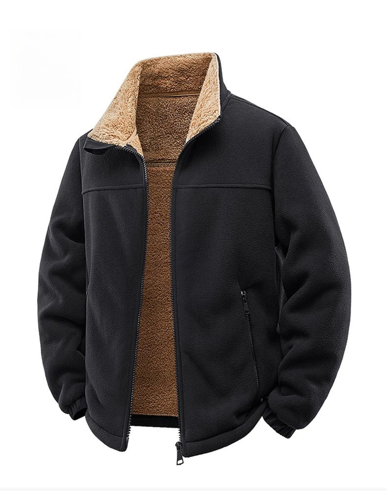 Winter Polar Fleece Jacket Men Warm Thicken Fleece Clothing Coats Men Outdoor Windproof Stand Collar Full Zipper Hiking Jacket
