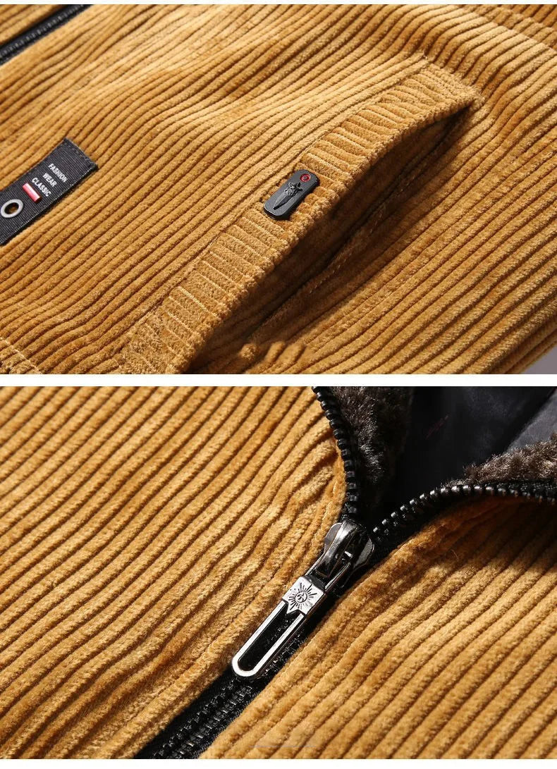 Winter Jacket Men Male Thermal Windbreaker Plus Size Men's Warm Winter Corduroy Jackets and Coats Fur Collar Casual Outwear