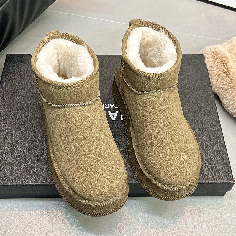 Winter warm cotton shoes for new style, thickened outer wear, slip-on short boots, anti-slip snow ground casual shoes, versatile