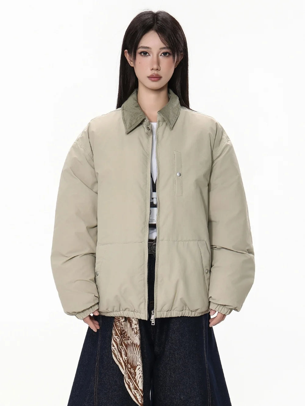 Women's Winter Down Padded Jacket Lapel Black Fashion Coat Winter Women Gray Women's Simple Solid Gray Winter Oversize Jacket