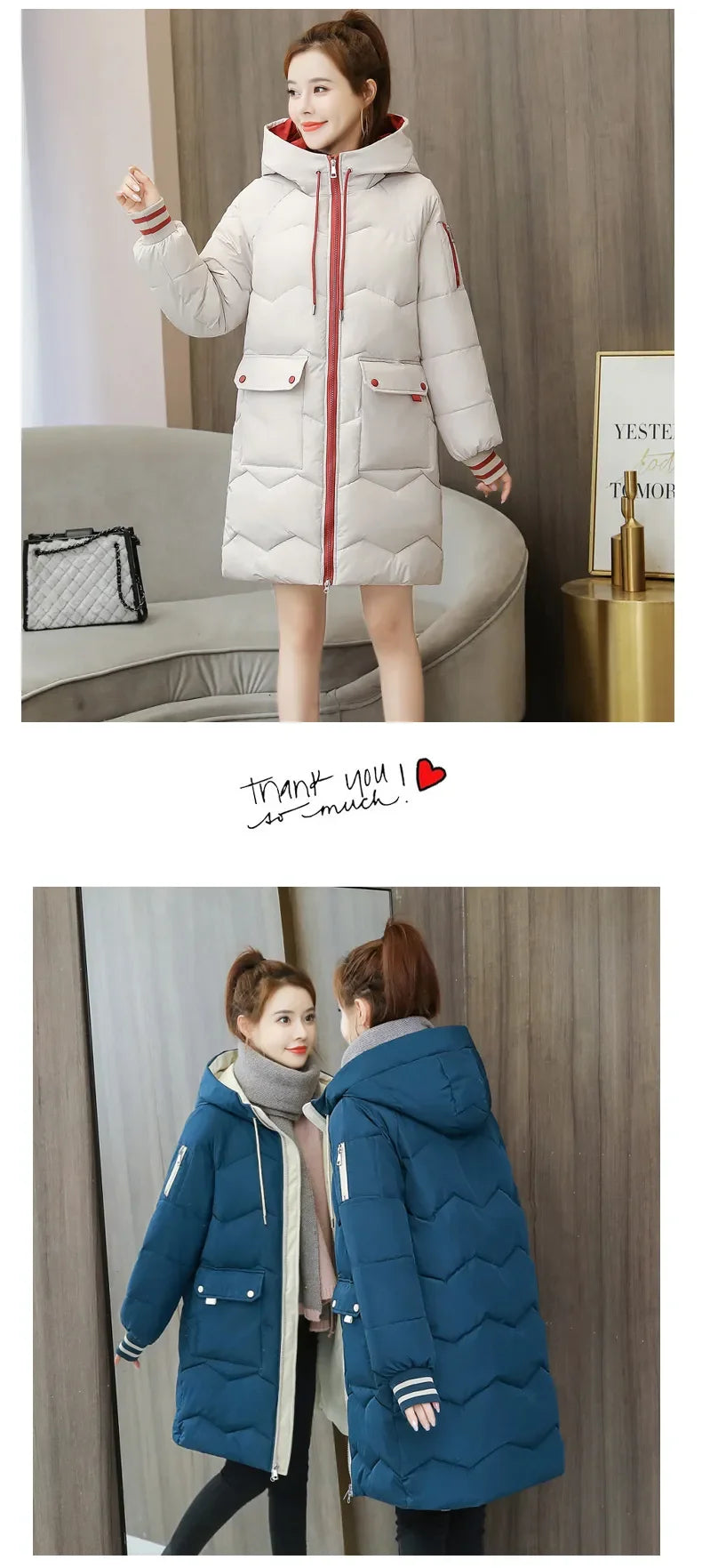 Winter Women Jacket Coats Long Parkas Female Down Cotton Hooded Overcoat Thick Warm Jackets Windproof Casual Student Coat Parka