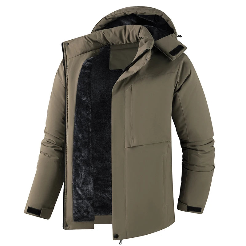 Winter Men Warm Waterproof Jackes Coat Mens Windproof Fleece Thicken Jacket Parkas Man Outdoor Casual Hooded Coat Jackets Male