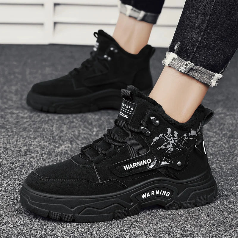 Men's boots winter new warm and velvet cotton boots non-slip comfortable casual boots fashion youth Joker outdoor high-top boots