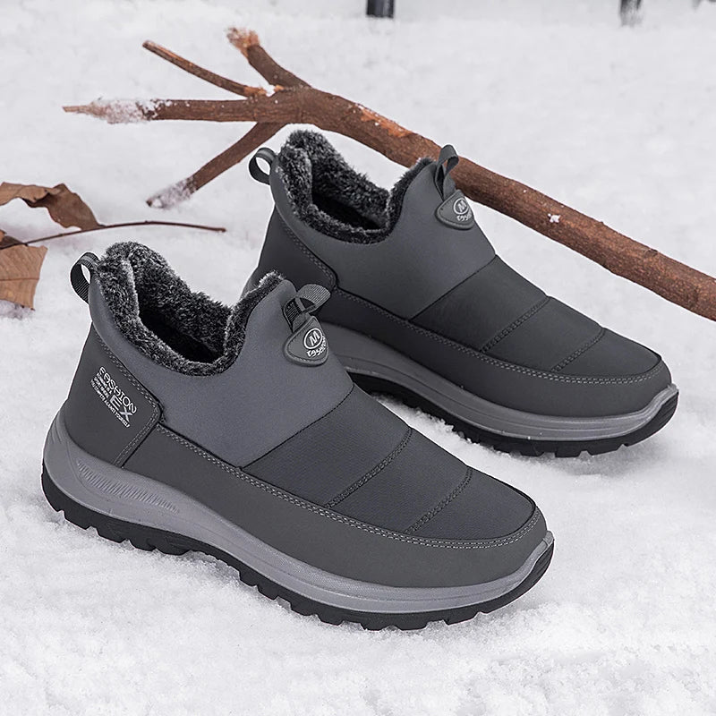 Men Boots Waterproof Winter Lightweight Snow Boots Thick Warm Fur Men Shoes Plus Size Unisex Ankle Boots Slip On Casual Shoes