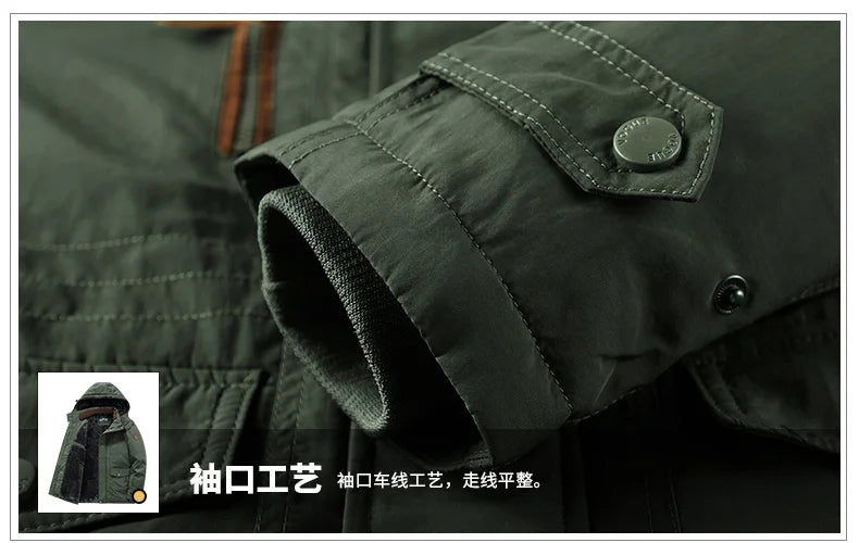 Winter Thicken Warm Men's Winter Jackets Casual Zipper Up Fleece Lining Jacket Windproof Thermal Parka Coat Outwear Clothing