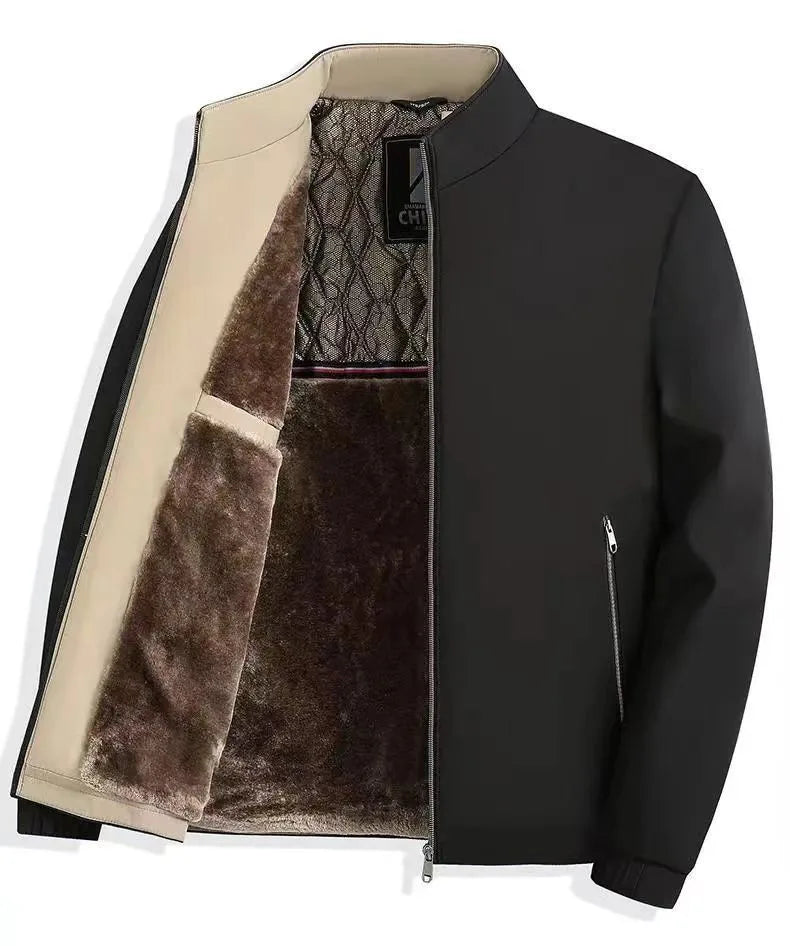 Winter New Fashionable Solid Color Plus Velvet Thick Warm Windproof Jacket for Men's Casual Loose Sports Large Size Jacket L-4XL