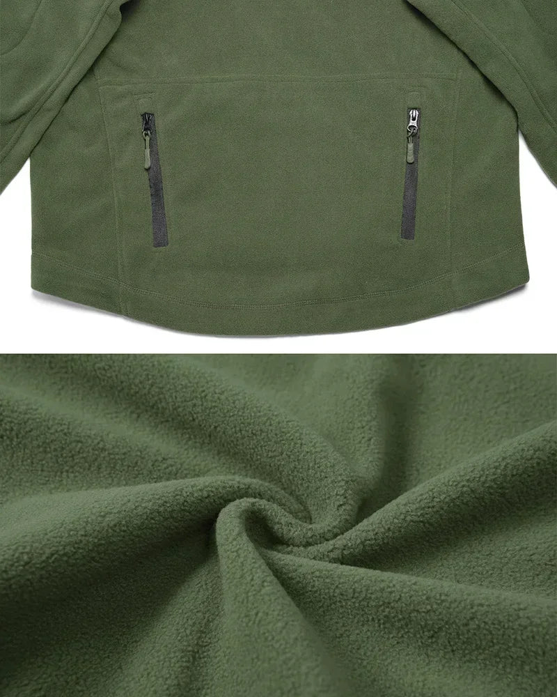 Winter Hunting Fleece Jacket Men Warm Polar Outdoor Hoodie Jacket Multi-Pocket Casual Full Zip Sport Hiking Coat