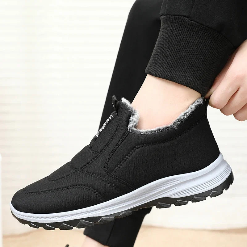 Classic Black Unisex Snow Boots Waterproof Winter Boots for Men & Women Anti-Slip Thermal Plush Lined Ankle Boots Outdoor Hiking