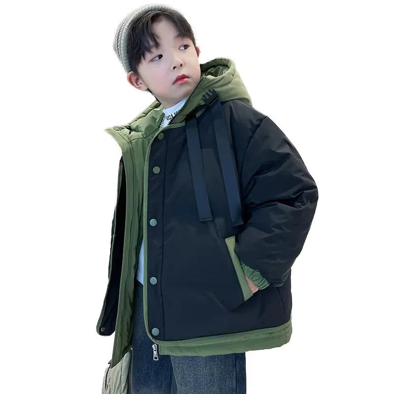 Winter Boys Coat Children Thickened Down Jacket  New 2025 Kids Hooded Casual Cotton Clothing Autumn Warm Fashion Snowears