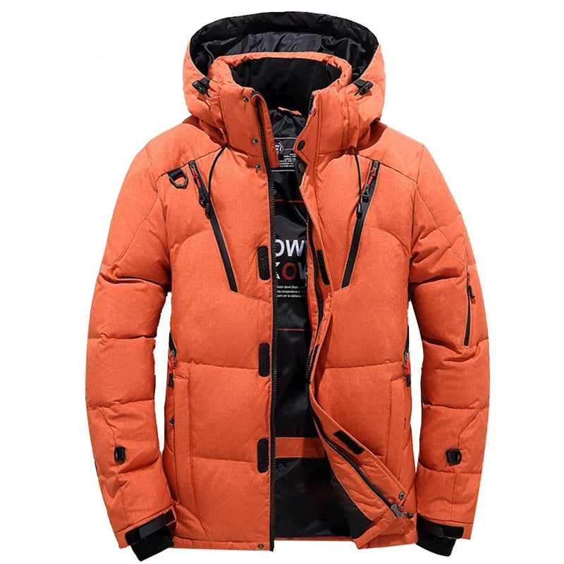 -20 Degree Down Jacket Male Winter Parkas Men White Duck Down Jacket Hooded Outdoor Thick Warm Padded Snow Coat Oversize M-4XL