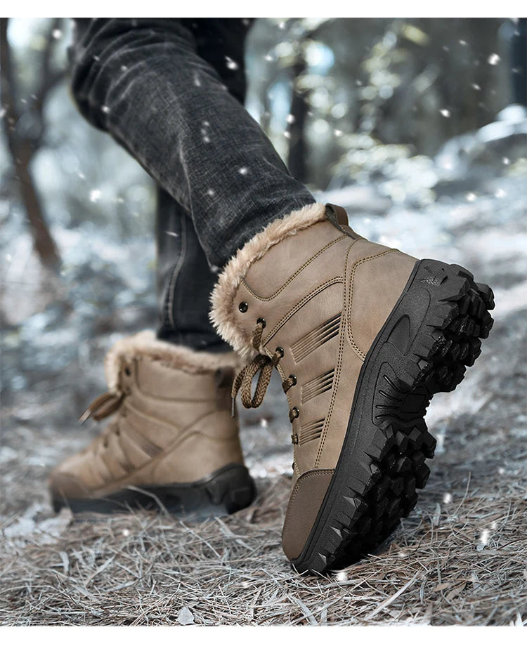 Men's Winter Boots 2025 Warm Waterproof Non-Slip Plush Sneakers Shoes Male Winter Tenis Boots Comfortable Slip-On Plush Lined