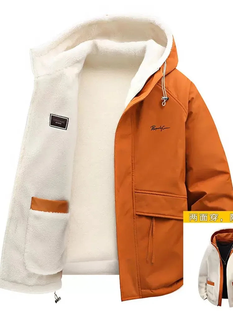 Winter Fashion Trend With Thick Fleece and Warm Hooded Jacket For Men's Casual Loose Sports Plus Large Size High-Quality Jacket