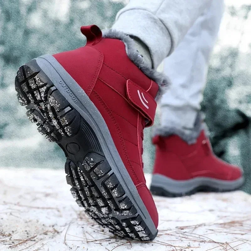 Winter Snow Boots Women Shoes Warm Breathable Hiking Shoes Women Anti-slip Flat Bottom Ankle Boots Short Plush Men Shoes Women