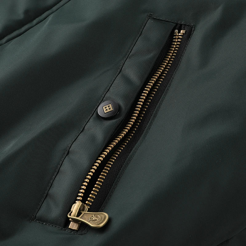 Winter Men's Black Padded Jacket Removable Hood Durable Windproof Fabric Embroidery Decorative Side Pockets Sleeve Zipper