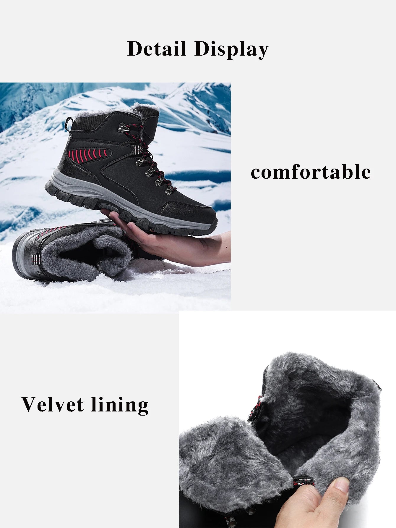 Mens Winter Snow Boots Durable Slip-resistant Windproof High-Top Sneakers Warm Comfortable Casual Shoes for Outdoor Activities