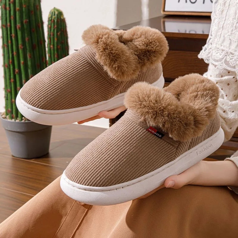 Winter Women Shoes Casual House Shoes for Men 2025 Outdoor Warm Cotton Shoes for Women Indoor Plush Padded Slippers Female