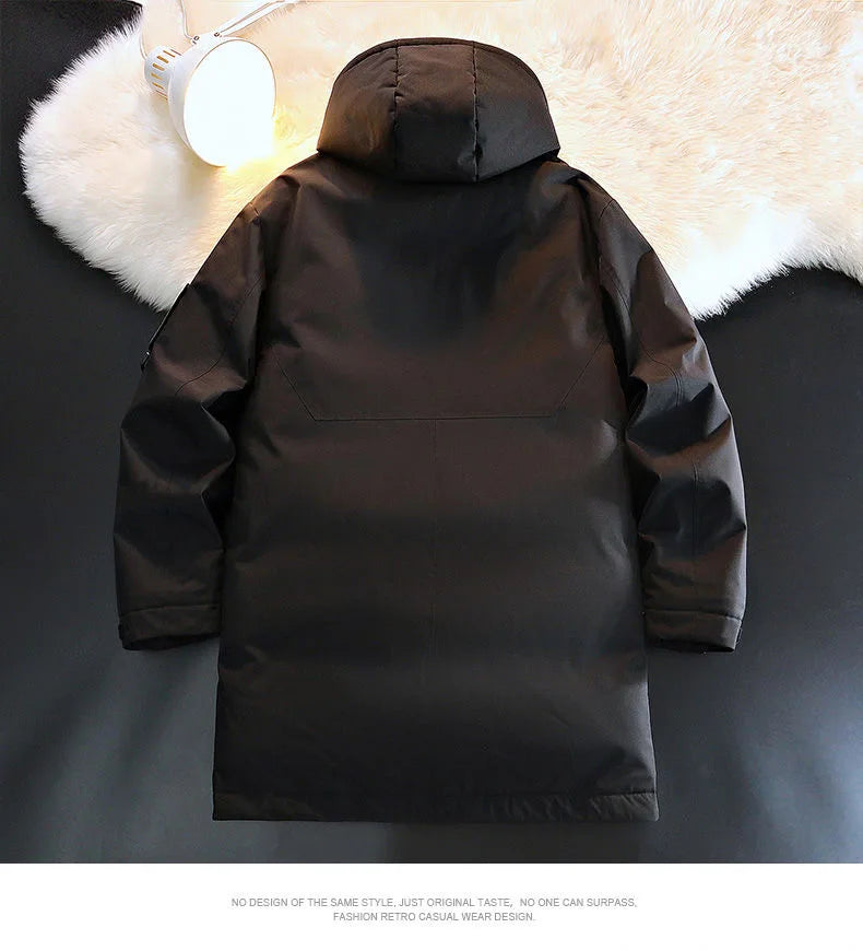 2024 Autumn/Winter New Fashion Solid Color Thick Warm Hooded Coat Men's Casual Loose High-Quality Plus-Size Cotton-Padded Jacket